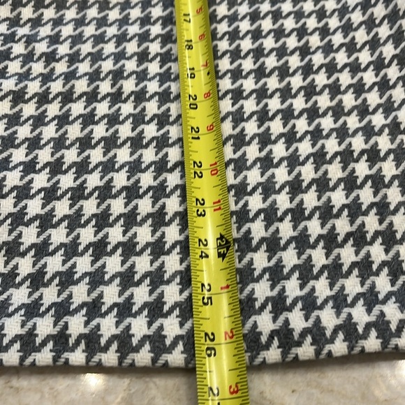 VINTAGE Houndstooth Plaid Midi Pencil Skirt Wool Blend | Grey/White | S/M - Picture 5 of 11